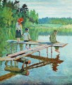pêcheur du soir Nikolay Bogdanov Belsky enfants impressionnisme enfant